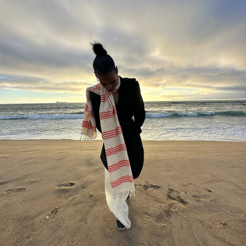 
                  
                    mbrace the Adey Red Stripe Scarf - a winter must-have offering warmth and style in one. Crafted from 100% Cotton, it's cozy, lightweight, and adorned with elegant red stripes. Stay snug in style! #BlackFridayFashion #WinterEssentials #ScarfStyle #HandmadeFashion #StayWarmLookStylish #LimitedTimeOffers #GetItFirst #ShopSmart #UnbeatablePrices
                  
                
