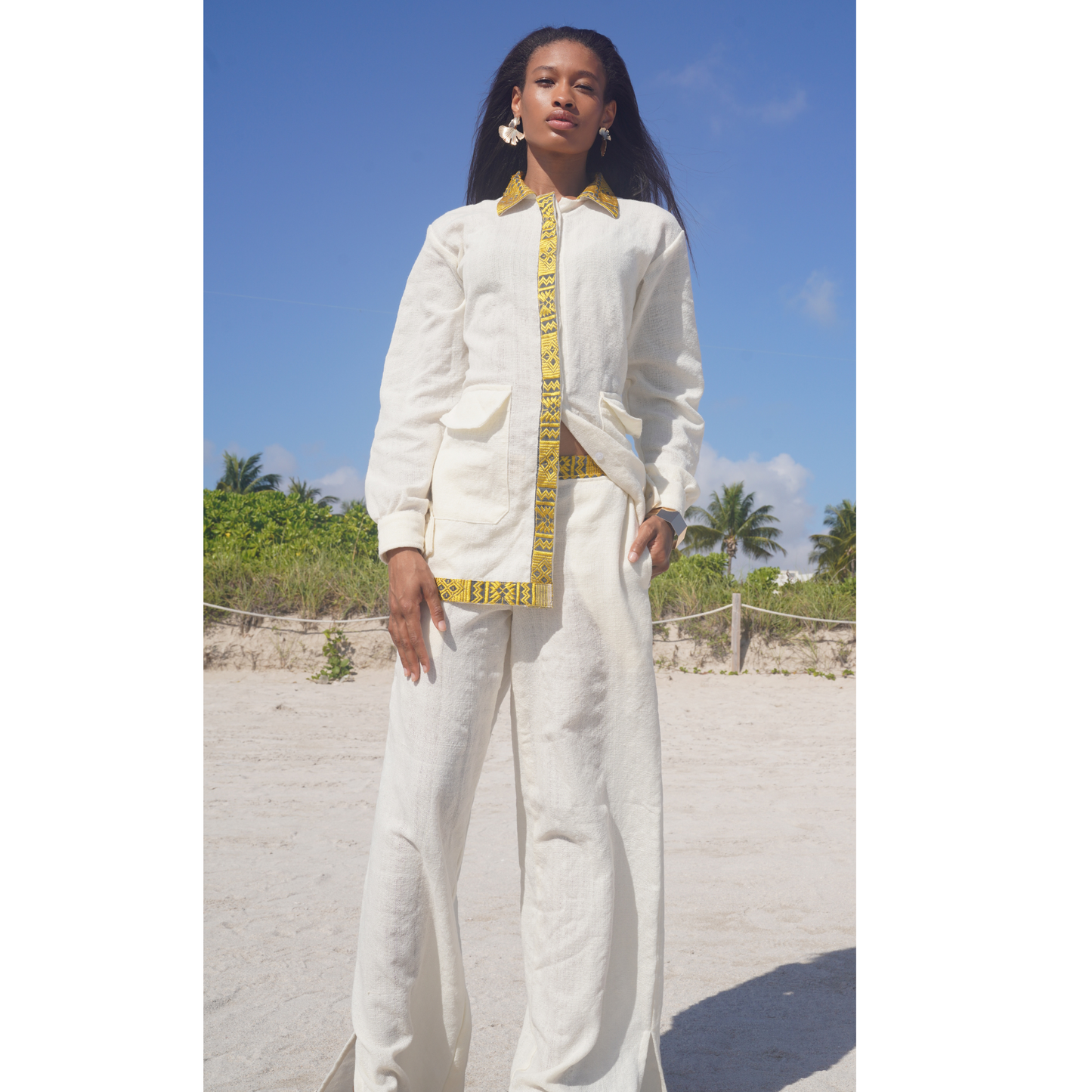 
                  
                    Handmade and hand-embroidered, the Unisex Hayilenya Suit is a powerful statement of elegance. It combines traditional craftsmanship with modern design, featuring intricate details on the top and pants. Handwoven and made on request, this suit promotes sustainability by reducing waste. Crafted with high-quality materials, it offers both comfort and durability. Elevate your wardrobe with confidence and sophistication.          
                  
                